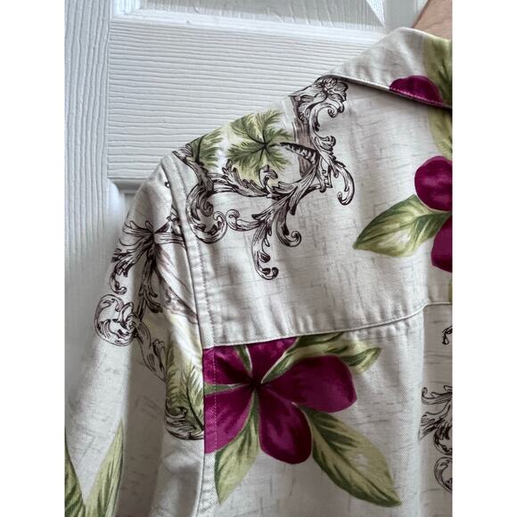 Marsh Landing Hawaiian Tropical Print Boxy Button Up Blouse Size Large - Picture 3 of 9